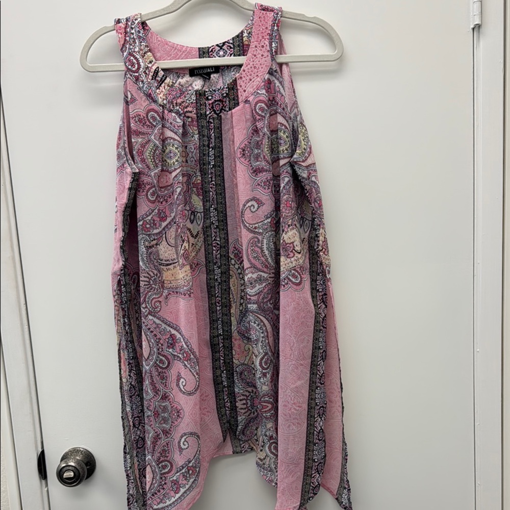 Roz and Ali Size Large Pink Paisley Tunic